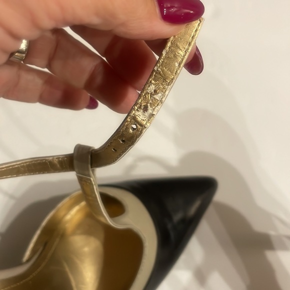 BCBGeneration leather T strap sling back two tone heels pointed toe size 7 - Picture 9 of 16